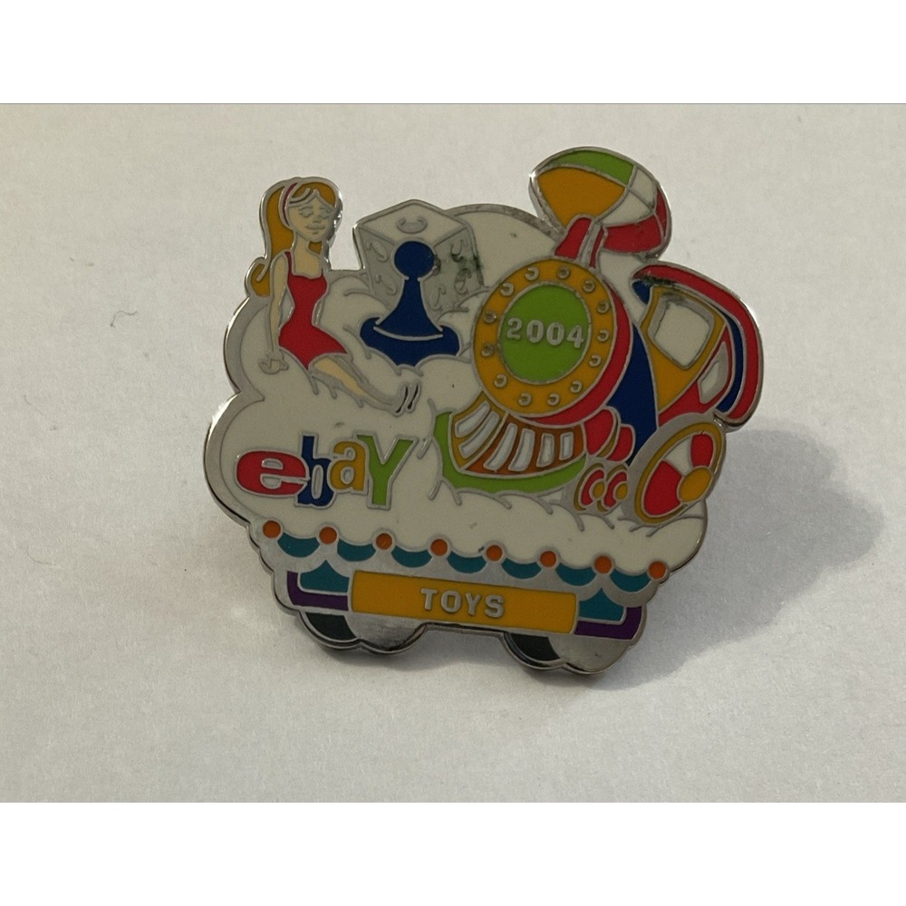 Ebay Live 2004 Toys Train Vintage Enamel Lapel Pin Silver Tone Collectible